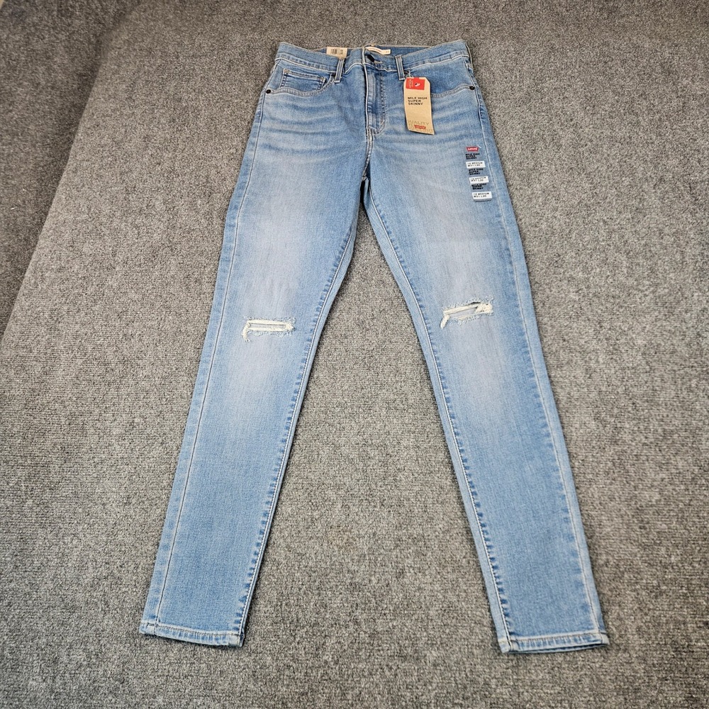 Levis Mile High Super Skinny Jeans Light Wash Distressed 22791-0102 W31 L30 NWT